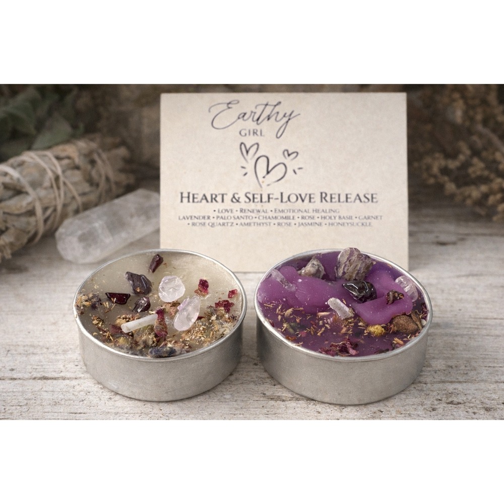 Heart‎ Self Love Release Tealight  Gemstones Herbs Set Apothecary Ritual BOHO